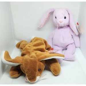 2 Vintage The Beanie Babies Ears 95 & Floppity 96 Stuffed Animals Bundle